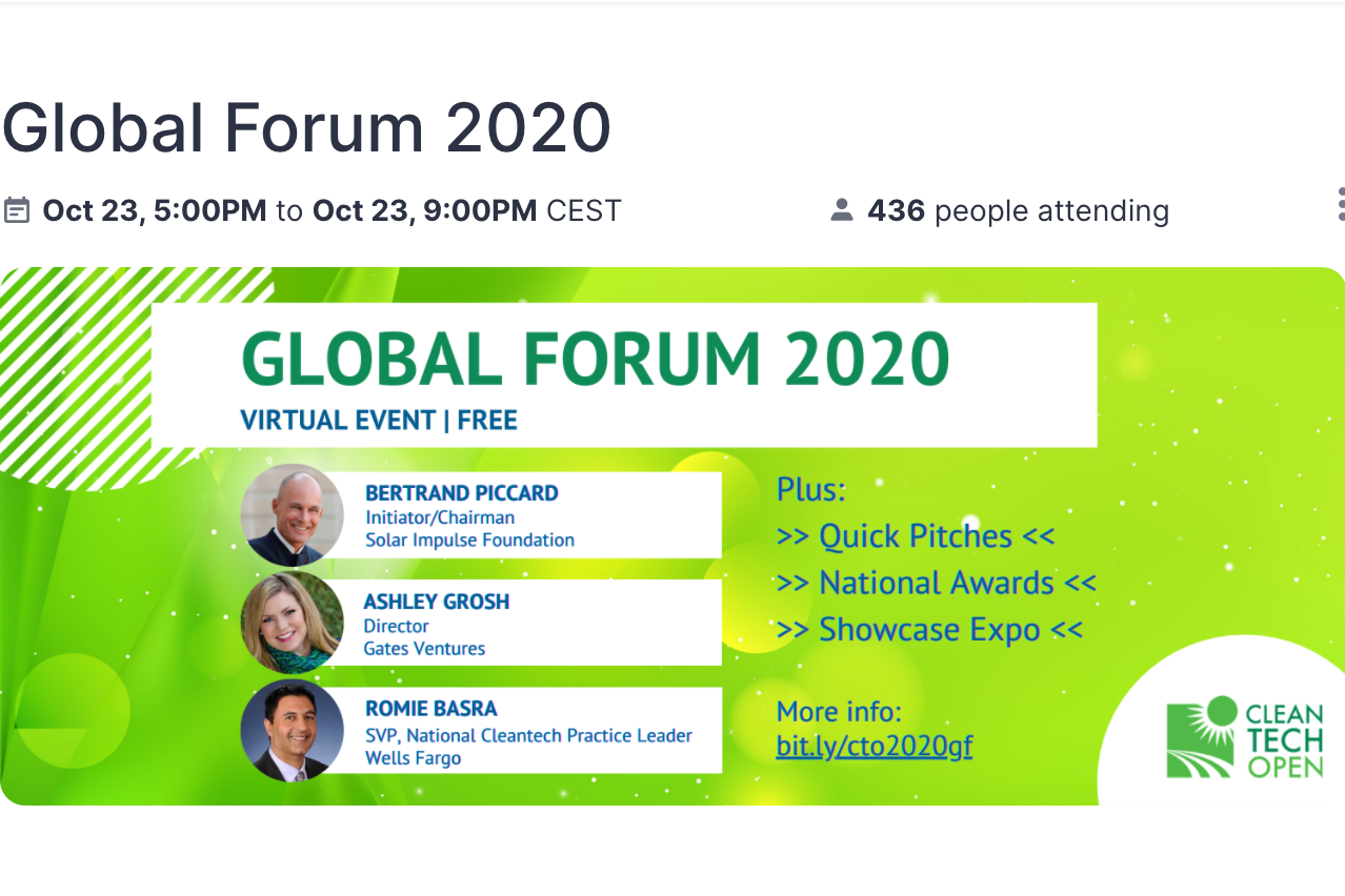 Cleantech Open - Forum mondial 2020